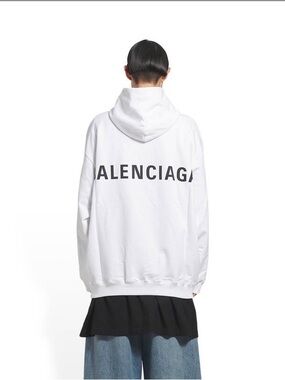 Balenciaga Archetype Back Logo White Pullover Hoodie